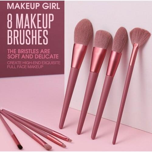 8PCS Makeup Brush Tool Set Professional Convenience Travel Size Cosmetic Brushes Powder Eye Shadow Kit For Women Girl DL