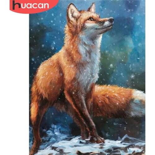 HUACAN Full Square/Round Diamond Painting 5d Fox DIY Diamond Mosaic Cross Stitch Animal Winter Home Decor Handicraft