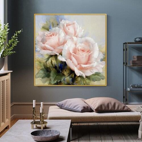 EECAMAIL DIY Diamond Painting Pink Rose Nordic Decoration Painting Modern Flower Luxury Diamond Embroidery Painting No Frame