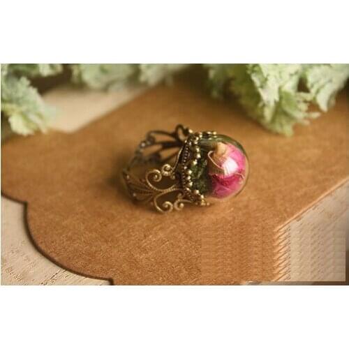 Free ship! 20set/lot 15mm half round Glass Bubble vial glass globe dome cover with ring setting DIY vial pendant glass bubble