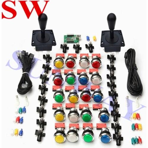 Free Shipping Arcade DIY Kit 2Player USB Zero Delay USB Encoder American Style Joystick and Chrome Plated Illuminated button