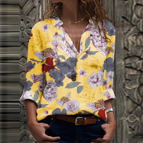 Women Autumn Long Sleeve Floral Print Blouse Single-breasted Office Shirt Top New Fashion Women Blouses Casual Top Printed shirt