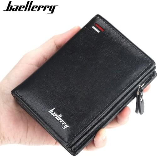 Wallets for Man Mens Short Buckle Vertical Coin Purse Fashion Zipper Wallet Money Bag