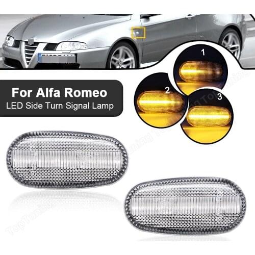2PCS Dynamic Sweeping LED Side Marker Light Signal Lamp For Alfa Romeo MiTo 2008-147 2000-2004 GT 2003-2010 Fiat Bravo 2007-2014
