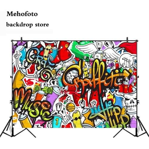 Mehofoto Music Hip-Hop Birthday Party Graffiti Party Photo Background We Love The 90s Party Banner Decoration Supplies 187