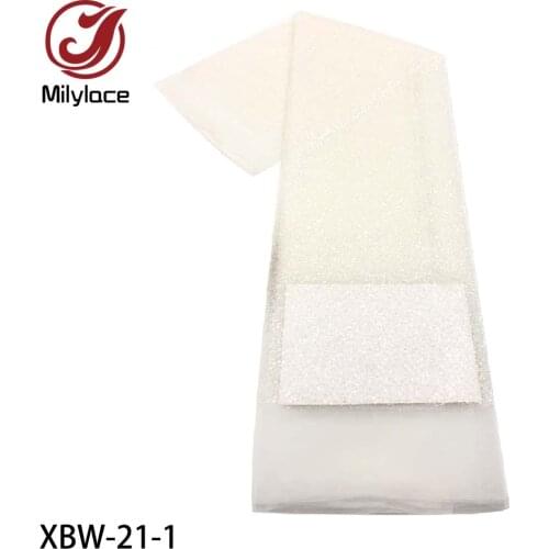 2021 Latest Sequins African Lace Fabric Flowers French Lace Fabric Embroidery Nigerian Fabric for Women Party Dress XBW-21