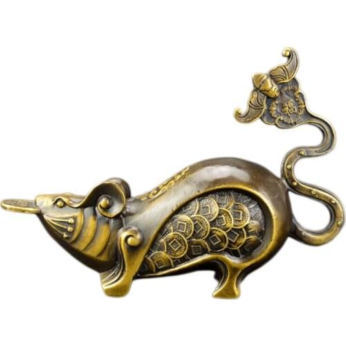 Brass money rat swings piece zodiac rat home living room study office set