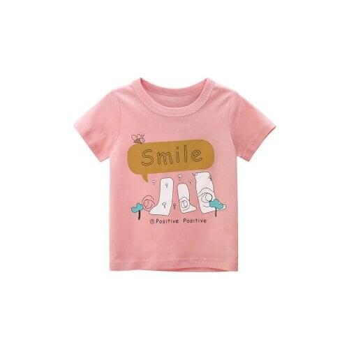 Summer 2020 Girl Cotton T-shirt Korean Baby Girl Cute Lovely Pink T-shirt Kids Girls Casual Short Sleeve Top Tees Baby Clothes