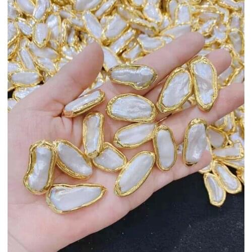 Hot Sell Pearl Beads , Jewelry Beads Finding for Bracelet Necklace DIY Making , Copper 10pcs 24K Rectangle