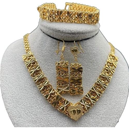 Love Jewelry set for Women Gold Color & Copper Dragonfly Necklace Earrings Bracelet Heart Wedding Birthday Party Gift