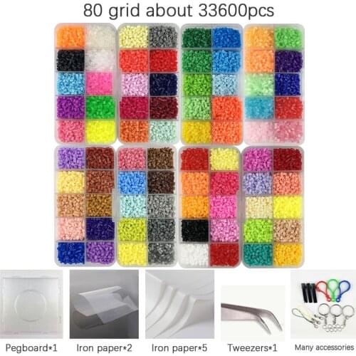 Mini 2.6 Hama Beads 80 Colors kits and Tool template Education Toy Perler Fuse Bead Jigsaw Puzzle 3D For Children