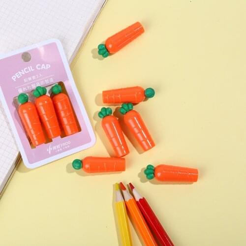 Creative Pencil Cap carrot Head Cartoon Pencil Set Extender For Pencil Painting Writing Art School Supplies Pen Refill Gift