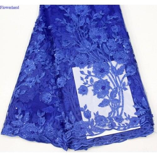 New African Lace Embroidered Fabric Sequin Embroidery Wedding Fabric high quality lace french mesh fabric sequin lace fabric