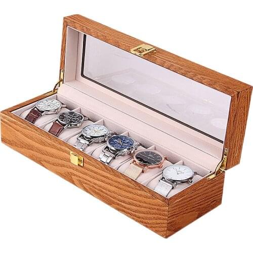 New Fashion 6 Slots Wooded Watch Box Retro Flip Watches Packaging Case Jewelry Clock Display Storage Box Organizer Gift Boxes