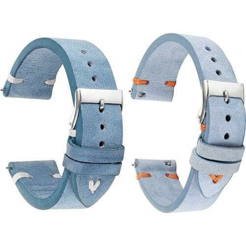 Onthelevel Genuine Leather Strap Handmade Vintage Stitching Strap 18mm 20mm 22mm Replacement Wristband Unisex New Arrival