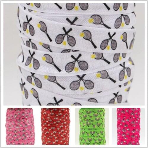 Q&N wholesale/OEM 5/8inch 16mm Tennis printed folded over elastic FOE for hairbows hair tie free shipping