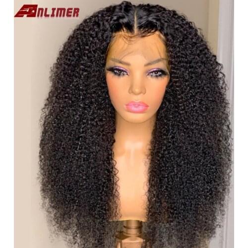 4x4 Closure Wig Human Hair Afro Kinky Curly Brazilian Remy Hair Lace Wigs For Women HD Transparent Lace Front Wig 180% Density