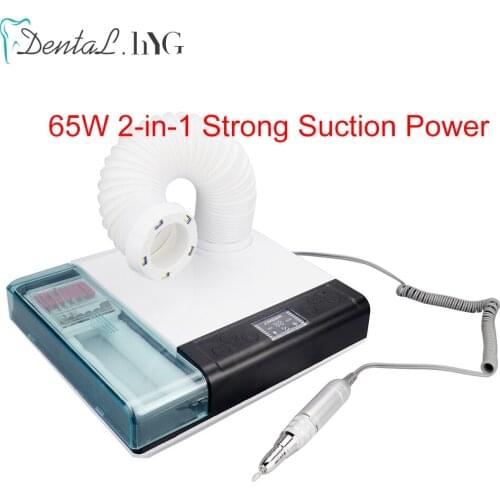 65W 2-in-1 Dust Collector Extractor Dental Vacuum Cleaner Dental Lab Equipment Dust Suction Machine for Polishing Nail Drill