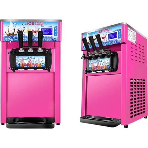 Pink Color Table Top Mini Soft Ice Cream Making Vending Machine 3 Flavors Ice Cream Maker For Home Food Truck To Use