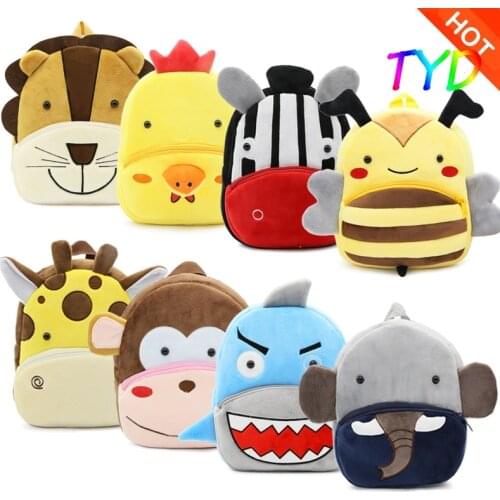 Lovely Fashion Children School Bags Cartoon Print Plush Kids Backpack Kindergarten Boys Girls School Bags Mini Backpack Book Bag