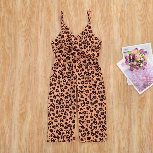 Summer Fashion Baby Girls Leopard Romper Clothes Kids Sleeveless Jumpsuit Playsuit Outfits 2-6Yrs