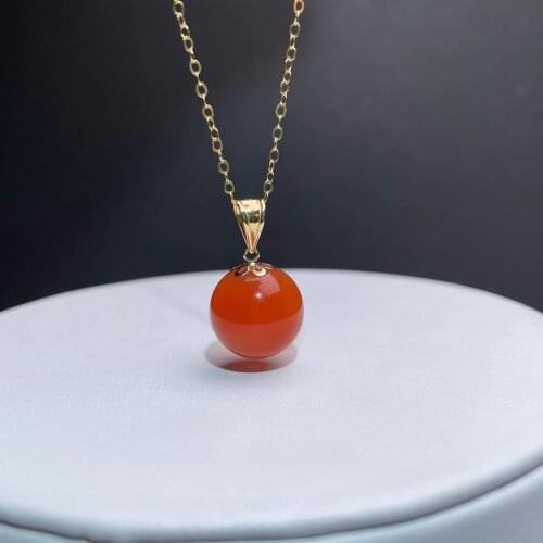 Shilovem 18K yellow Gold real Natural south Red agate pendants no necklace fine plant Jewelry gift plant myme10.5-116666nh