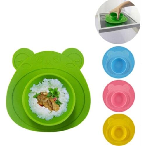 Kids Children Baby Plate Dishes Bowl With Suction Cup Silicone Feeding Food Plate 100% Silicone Tray Dishes For Baby Toddler