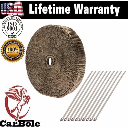 15M Motorcycle Exhaust Thermal Tape Header Heat Wrap Manifold Insulation Roll Resistant with Stainless Ties