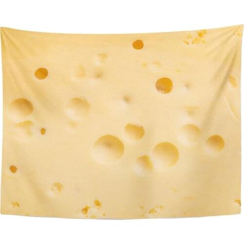 Yellow Swiss Cheese Orange Cheddar Closeup Tapestry Home Decor Wall Hanging for Living Room Bedroom Dorm 60x80 Inches