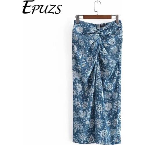 Women midi skirts vintage Ruched flore print long skirt boho high waist Slit Elegant Skirt 2021 korean fashion women clothing