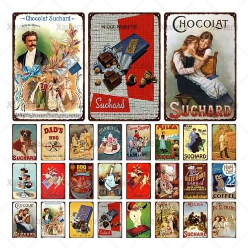 Tin Signs Chocolate & Coffee Vintage Poster Metal Dessert Sign Wall Art Decor For Chocolate Shop Cafe BBQ Bar Pub Iron Plate