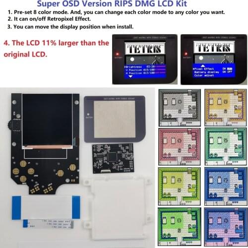 Restro Pixel Super OSD Version RIPS LCD High Brightness iPS Backlight Kit For GameBoy DMG GB DMG Console GB DMG IPS LCD Kit