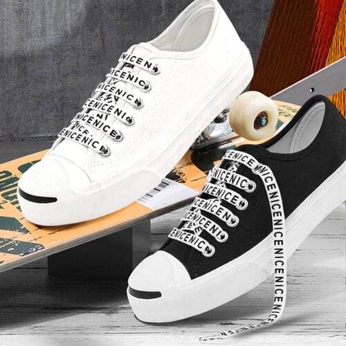 1 Pair Letter Printed Flat Shoelaces Fashion Casual Sports Outdoor Canvas Sneakers Shoelaces Women Mens Shoe Strings 100-160cm