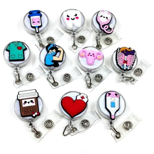 1PCS Retractable Pull Badge Nurse Cute Badge Reel Clip Badge Holder Doctor ID Card Chain Clips School Student Office