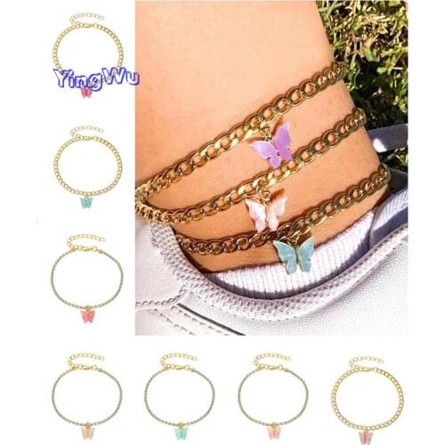 1pc Women Anklet Fashion Butterfly Decor Ankle Charm Bracelet Beach Anklet Ankle Chain Jewelry Accessories Party Dress Up