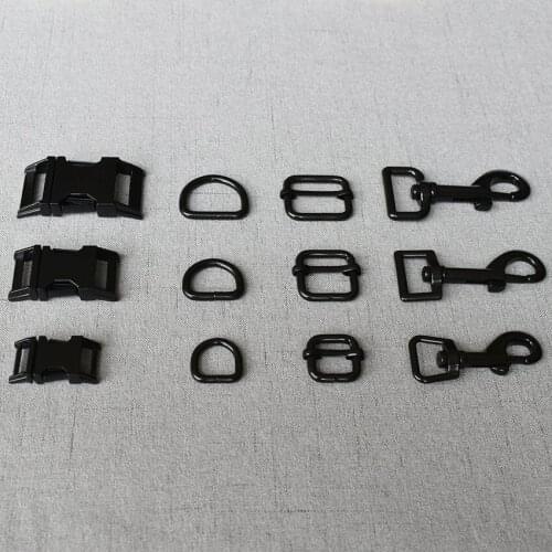 10 Sets 15mm 20mm 25mm Metal Belt Buckle Strap Slider D Ring Snap Clip Hook For Pet Dog Collar Leads Lobster Clasp Accessories