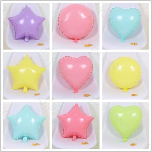 10pcs Candy color Macarons Ice cream color Foil balloon 18 inch Heart Star Round balloons Wedding Baby Birthday party decoration