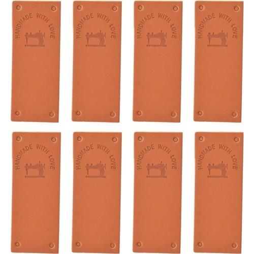 24PCS/pack Letter Printed Artificial Leather Labels For Clothing Bags Shoe Decoration DIY Handmade Craft Sewing Tags