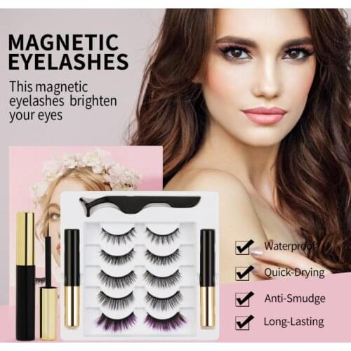 3D magnetic eyelashes Five Pairs Magnets handmade makeup Mink eyelashes extended false eyelashes Reusable false eyelashes
