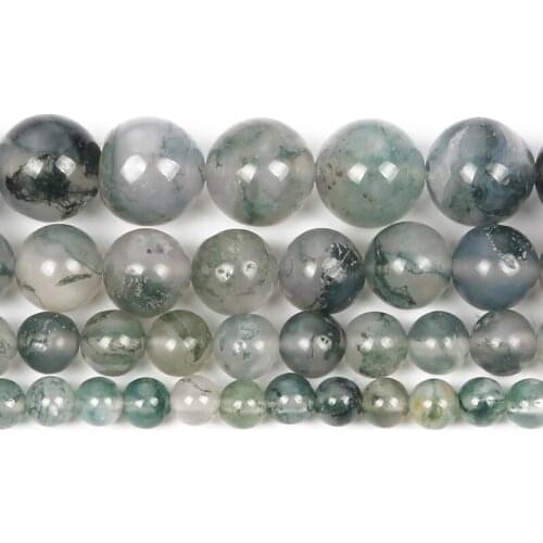 4-12mm Natural Stone Beads Round Smooth Water Plant Stone Loose Beads For Jewelry Making DIY Charm Bracelet Necklace Handmade