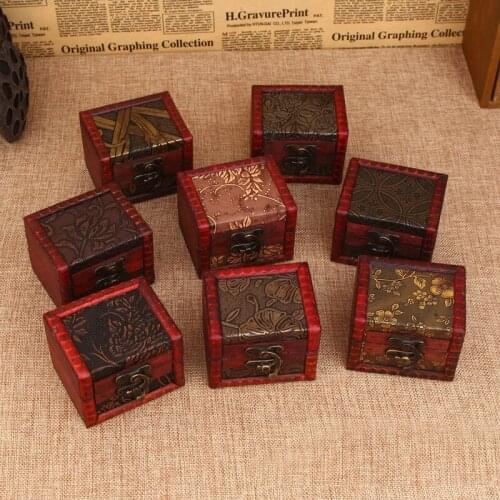 400pcs Retro Style Jewelry Treasure Chest Case Manual Wood Box Storage Boxes Flower Print Necklace Holder Best Gift ZA4649