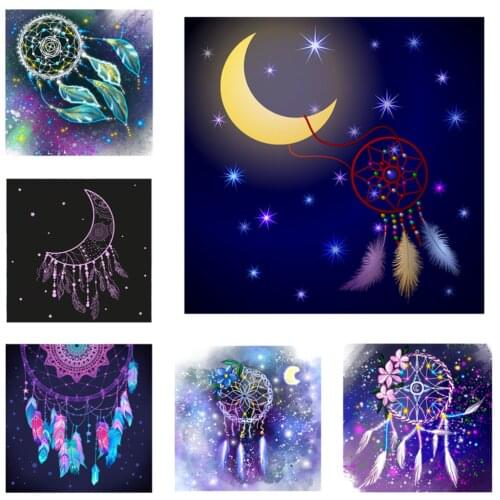 5D DIY Diamond Painting Dreamcatcher Full Drill Diamond Embroidery Mosaic Star and Moon Picture Home Decor Wall Art Gift