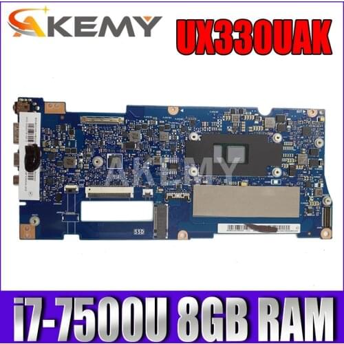 Akemy For ASUS UX330UAK Laotop Mainboard UX330UA UX330UAR UX330U U3000U Motherboard with i7-7500U CPU 8GB RAM