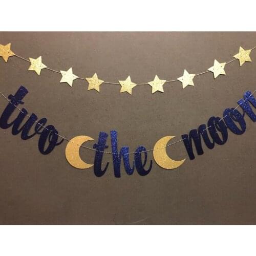 Personalised Two moon Banner, 2nd birthday Birthday Banner, 2nd birthday, Glitter Banners, baby shower Birthday Garland Banner