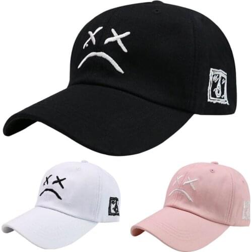 Lil Peep Sad face Dad Hat Embroidery 100% Cotton Baseball Cap xxxtentacion Hip Hop Caps Golf Love lil.peep Snapback Women Men