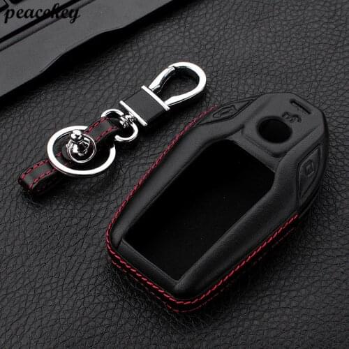 Genuine Leather Car Key Case Cover holder For Remote Key Protective Key Bag For Bmw 2016 2017 7 Series Display Key