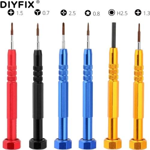DIYFIX Precision Screwdriver 0.8 Pentalobe 1.3 1.5 2.5mm Cross 0.7 Y Tip 2.5mm Hexagon for Mobile Phone MP3 Opening Repair Tools