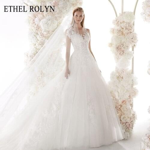 ETHEL ROLYN Illusion Back Princess Wedding Dress 2021 Romantic Appliques Bride Dresses A-Line Wedding Gowns Vestido De Noiva