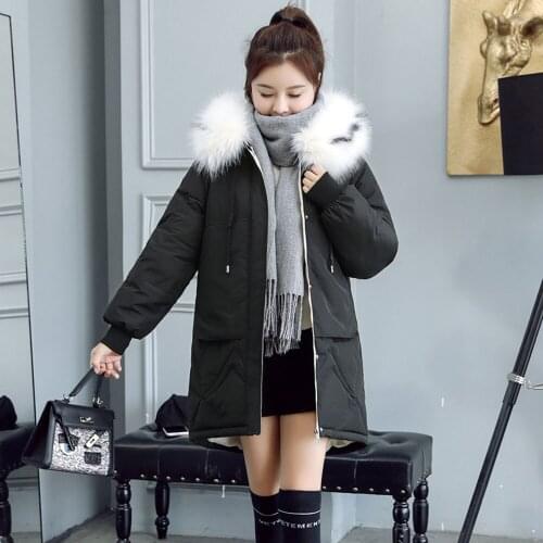 Fad Women Winter Jacket Fur Hooded Warm Coat Plus Size Cotton Padded Jacket Female Long Parka Women Wadded Jaqueta