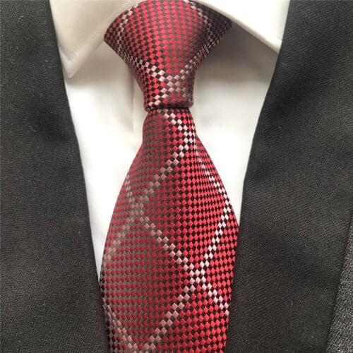 10 cm Width New Design Mens Ties Jacquard Woven Neck Tie Cravatas Red Checkers Grids Fashion Neckties for Men
